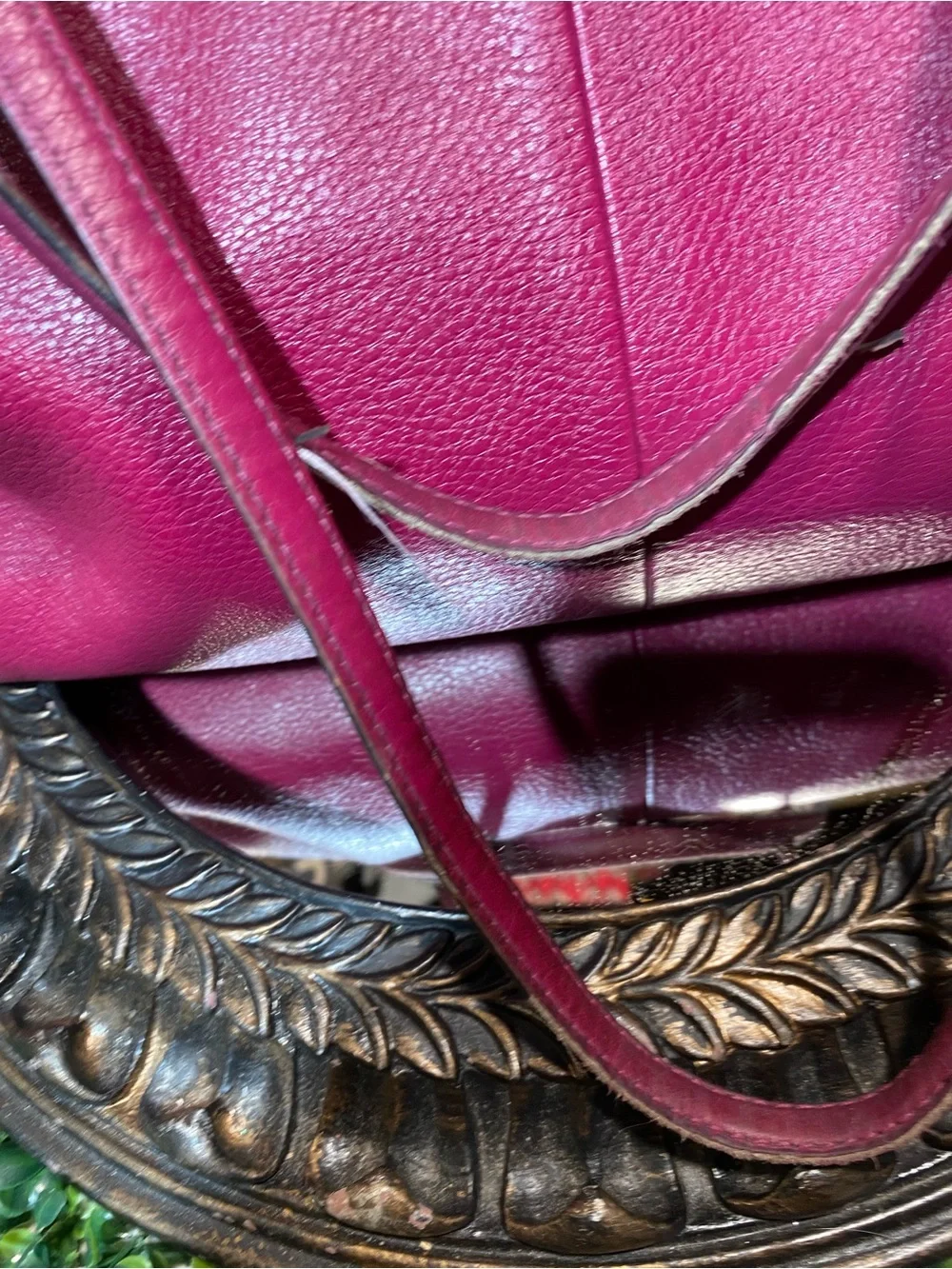 Coach Pebbled Leather Shoulder Bag - Magenta with Gold Hardware
